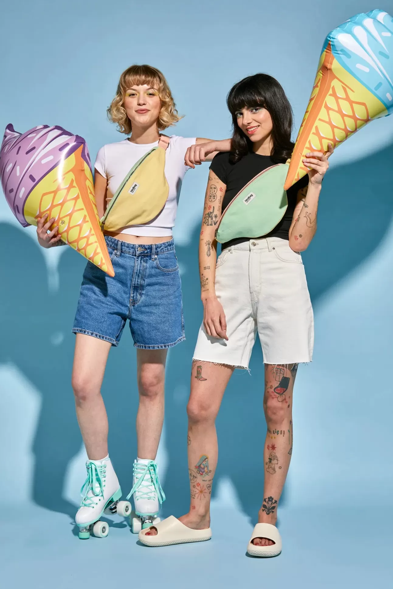 Hindbag Fanny Pack>Bumbag L Sasha Tricolore Iced Mint